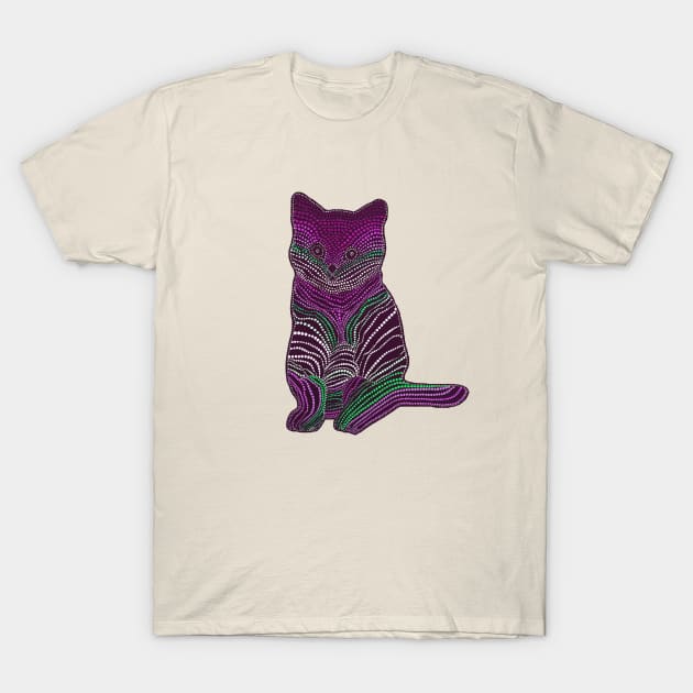 Meow Meow - Magenta & Green T-Shirt by Amy Diener